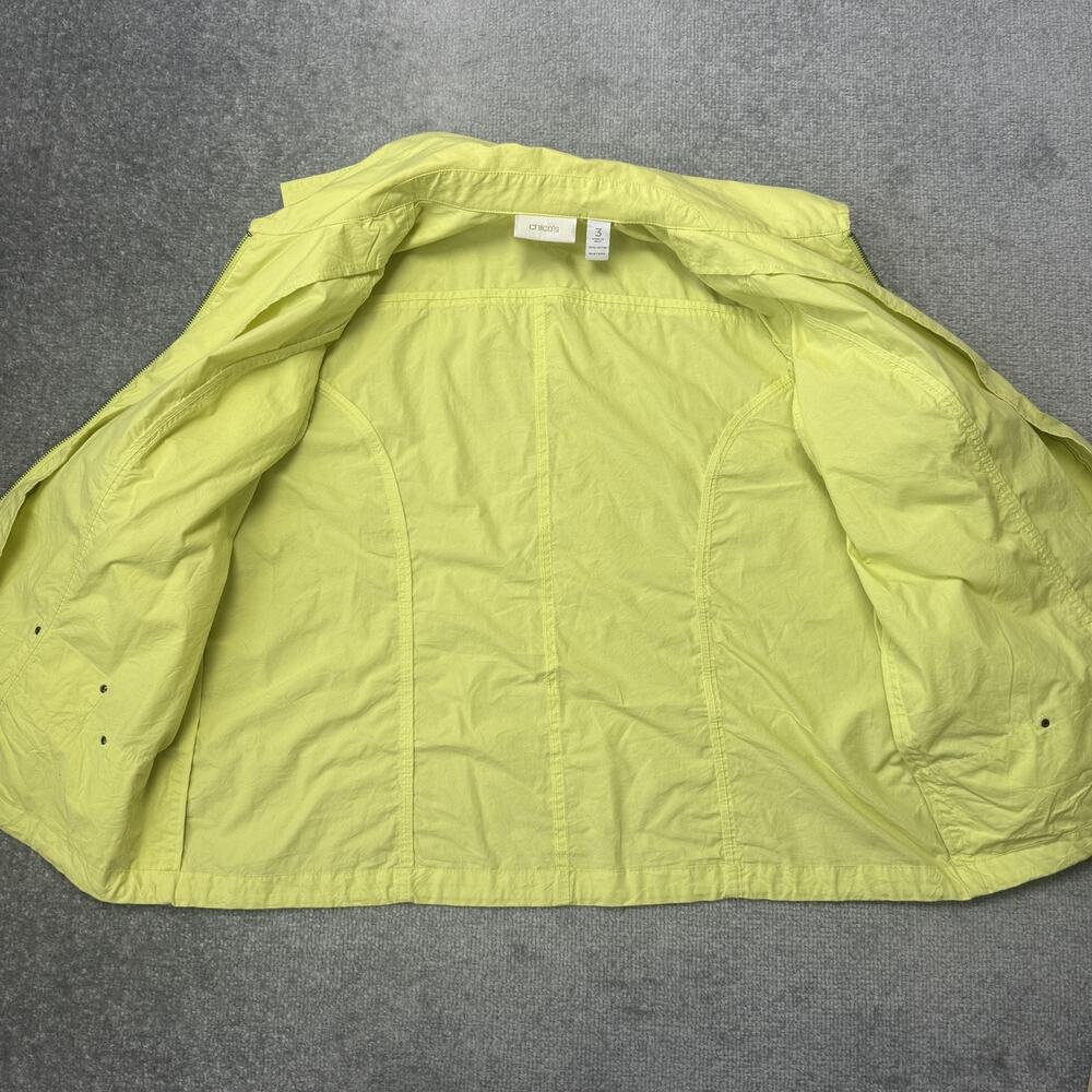 Chicos Jacket Womens XL Yellow Zip Front 3/4 Sleeve Pockets Drawstring Hem - Picture 6 of 7